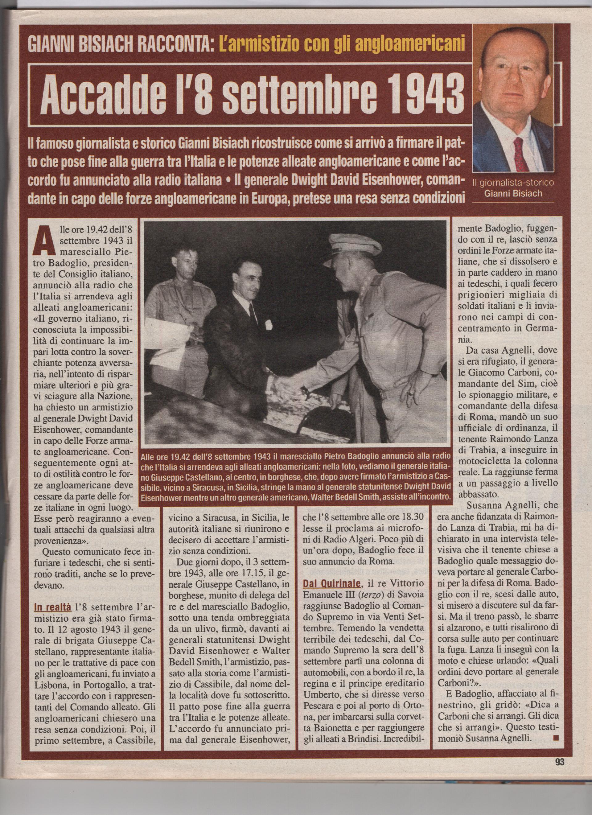 L'armistizio con gli angloamericani
