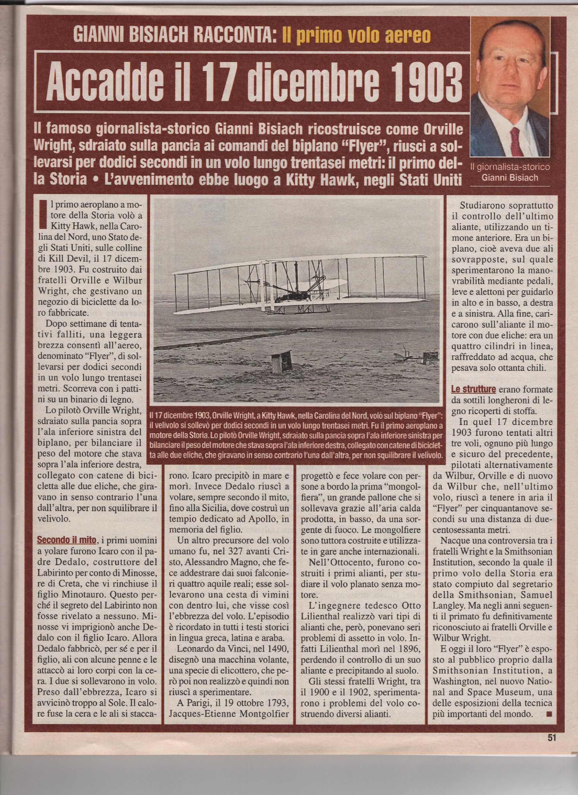 Il primo volo aereo