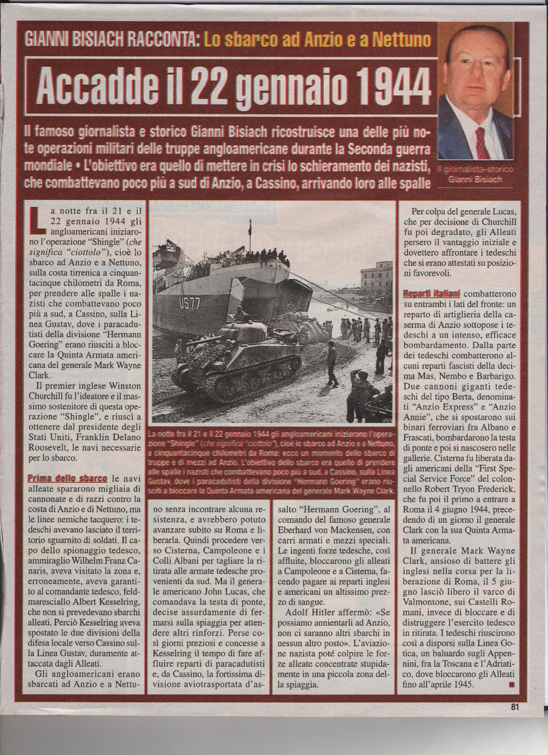 Lo sbarco ad Anzio e Nettuno