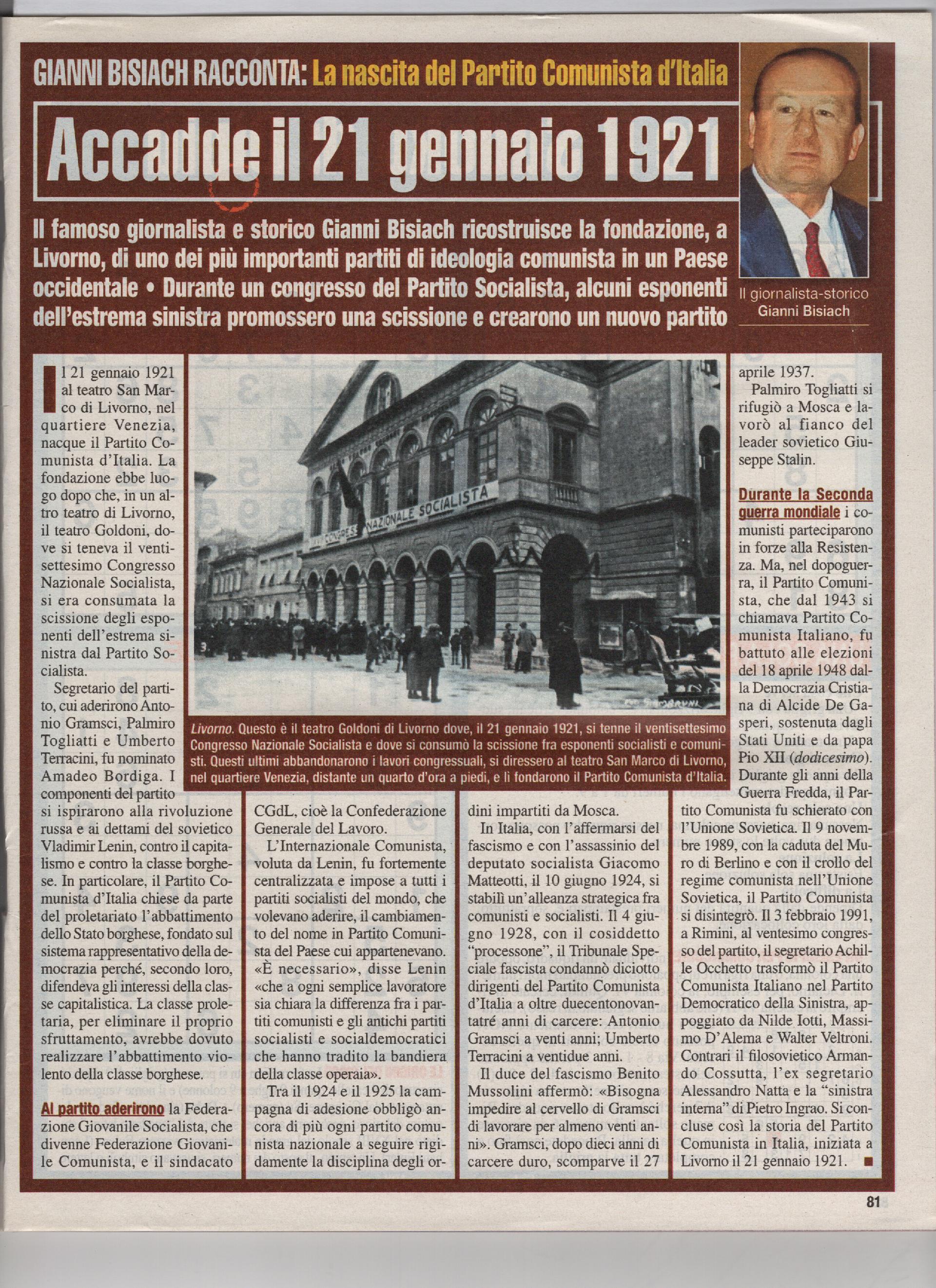 La nascita del Partito Comunista d'Italia