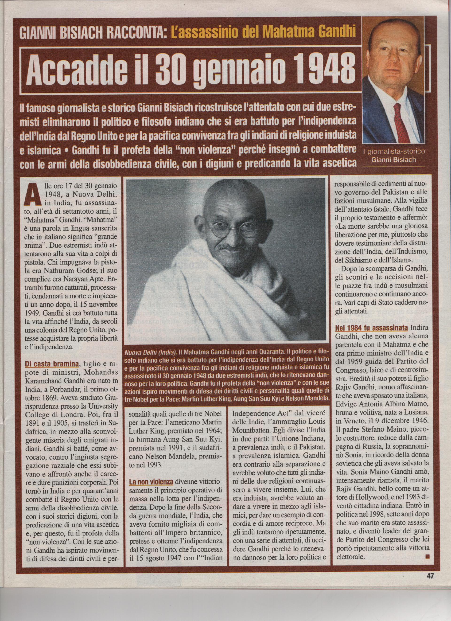 L'assassinio del Mahatma Gandhi