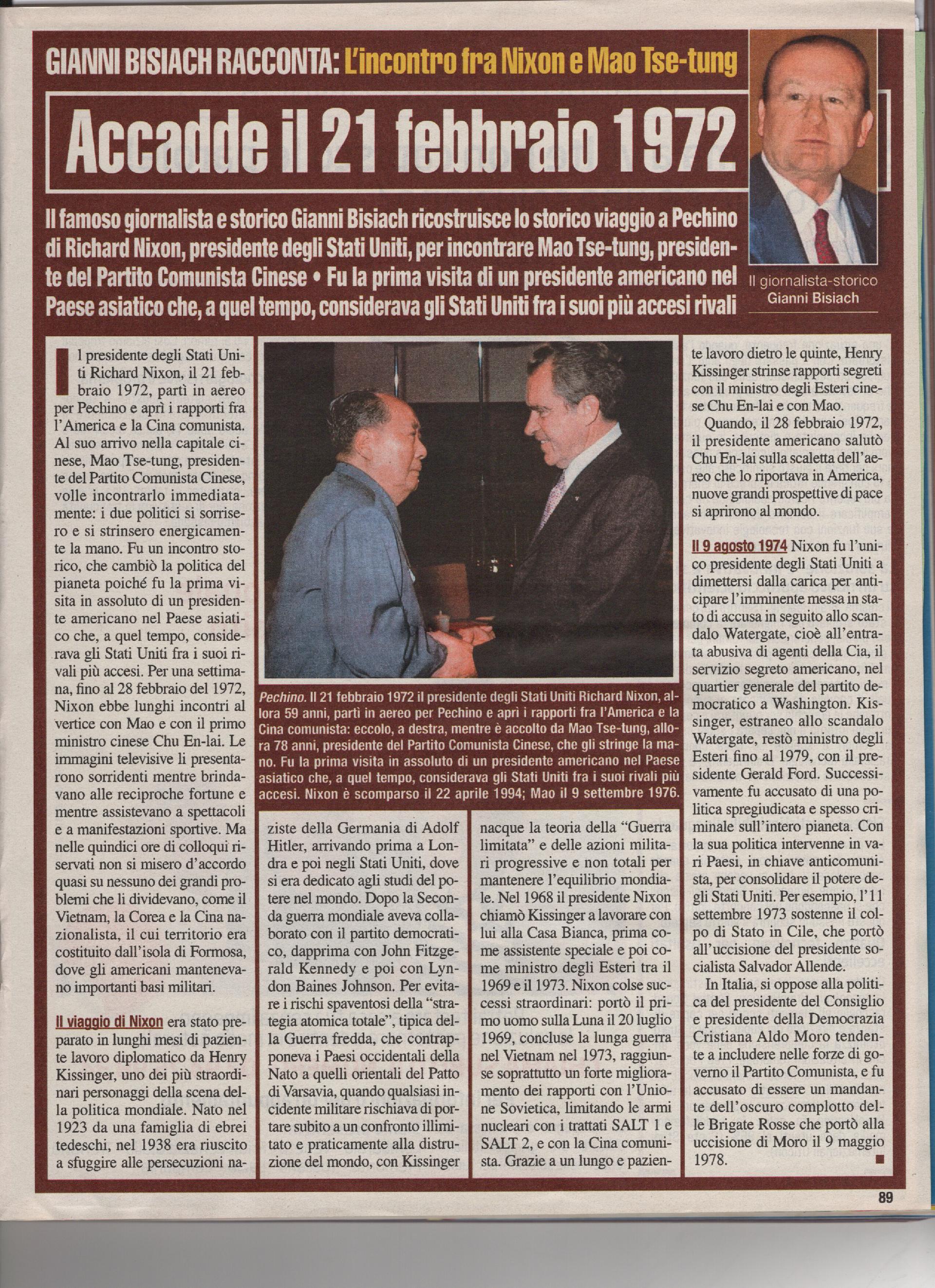 L'incontro fra Nixon e Mao Tse-Tung