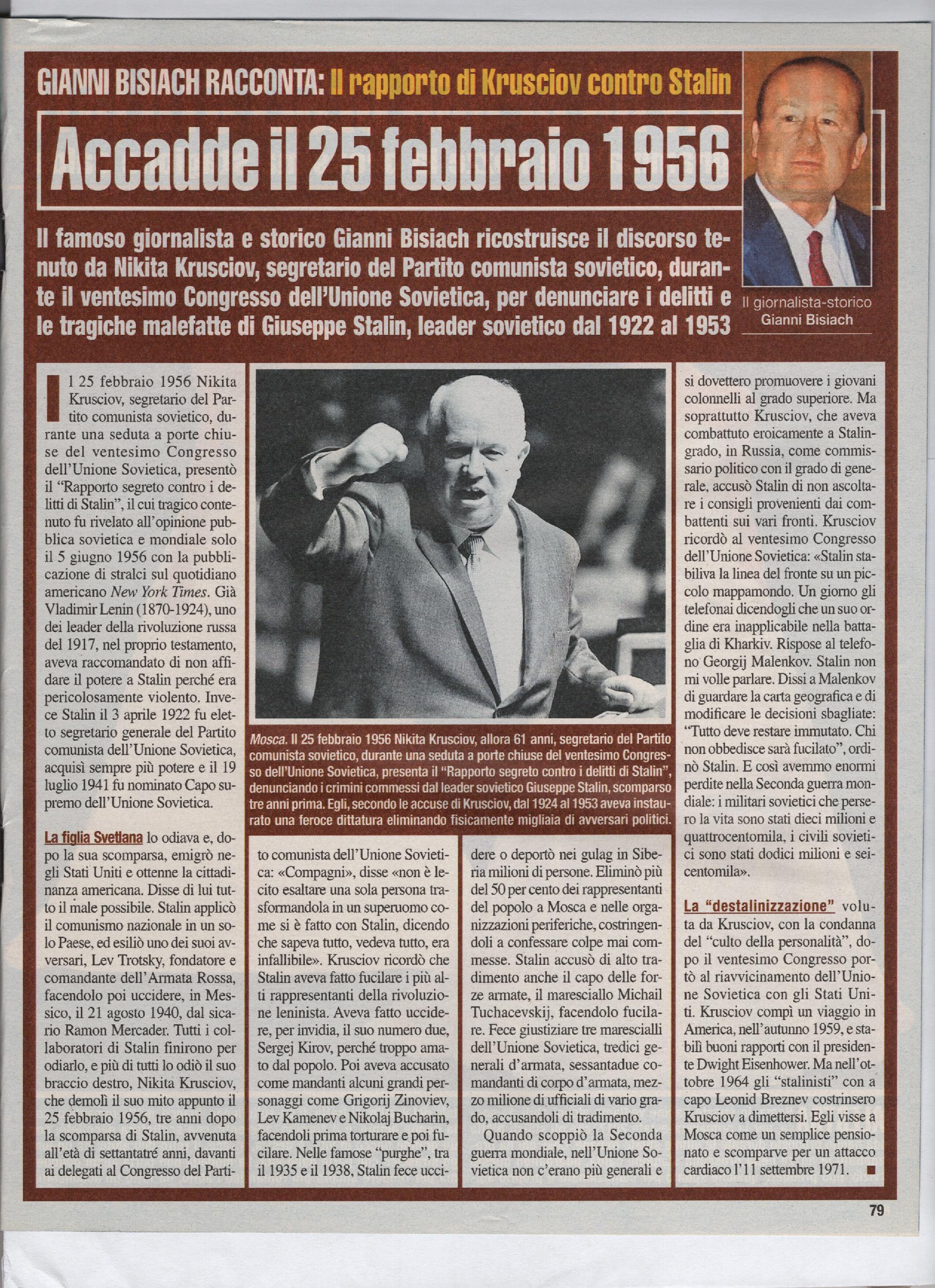 Il rapporto di Krusciov contro Stalin