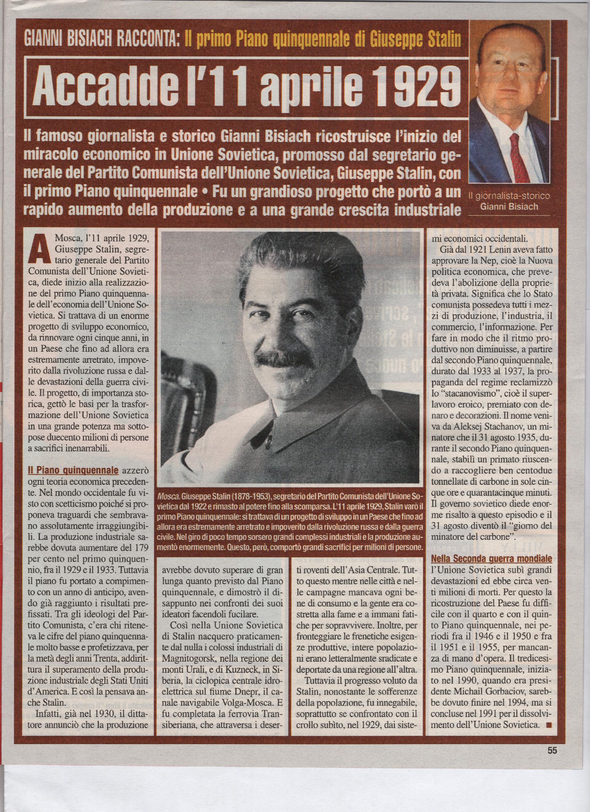 Il primo Piano quinquennale di Giuseppe Stalin