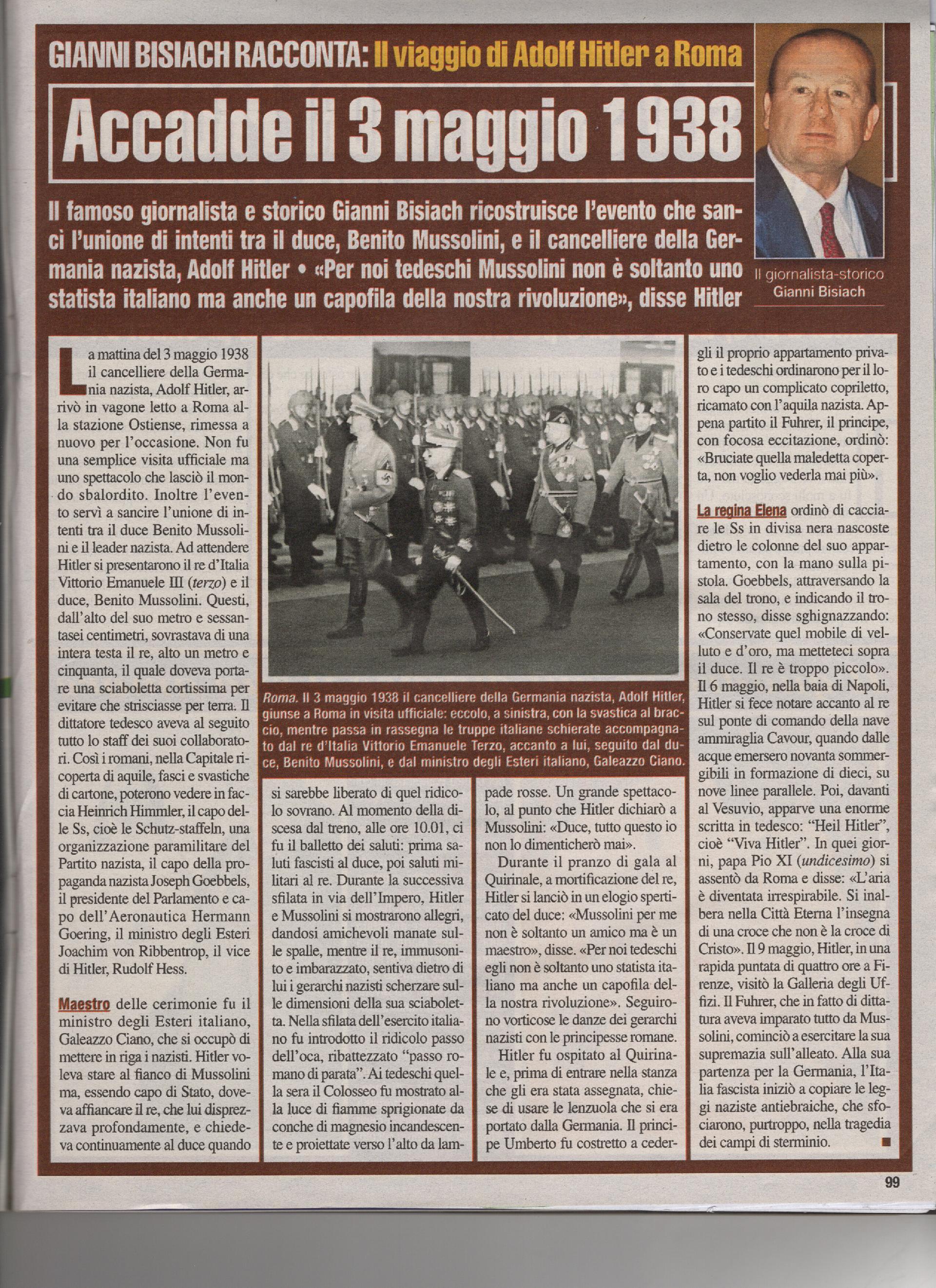 Il viaggio di Adolf Hitler a Roma
