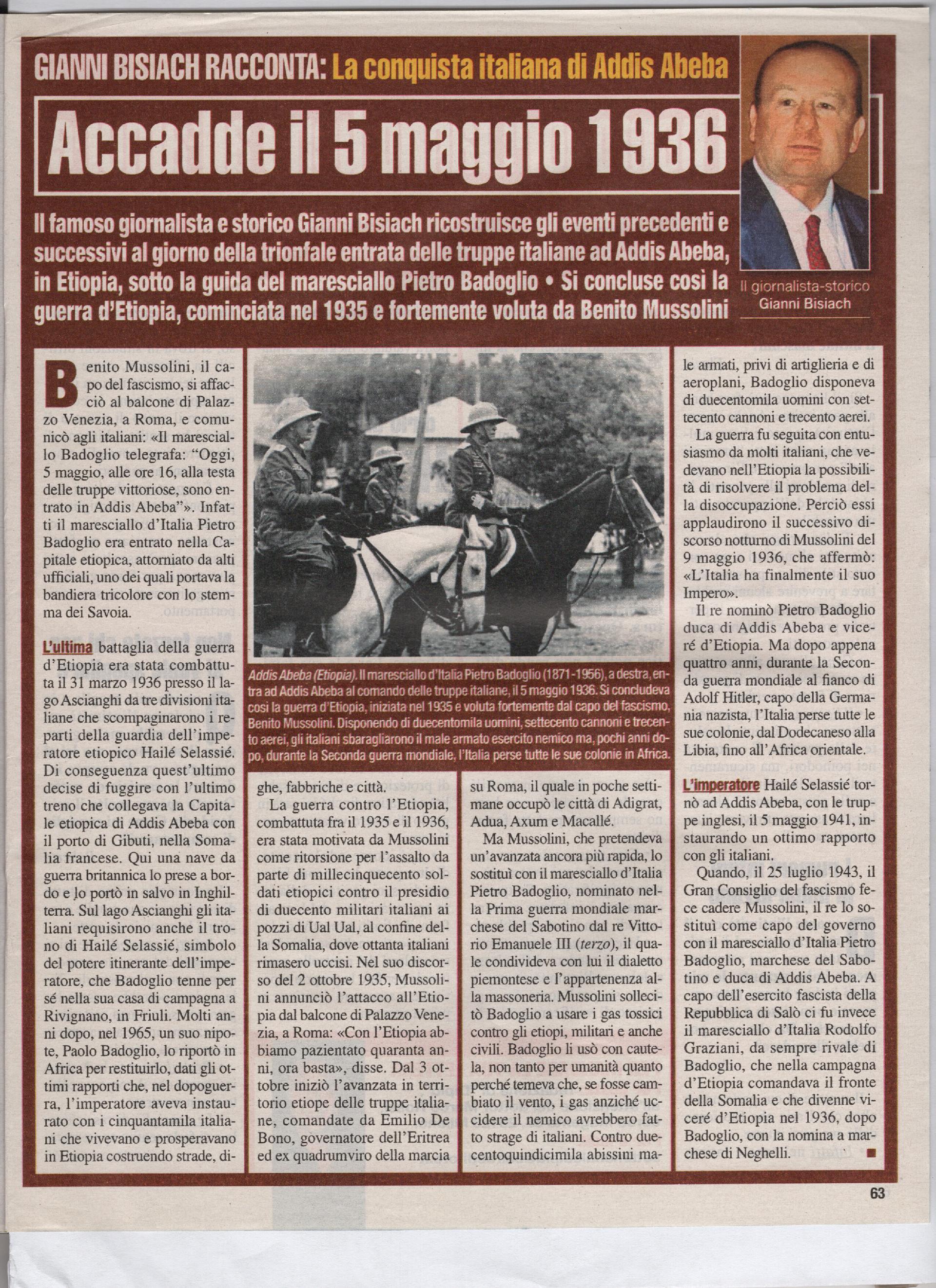 La conquista italiana di Addis Abeba