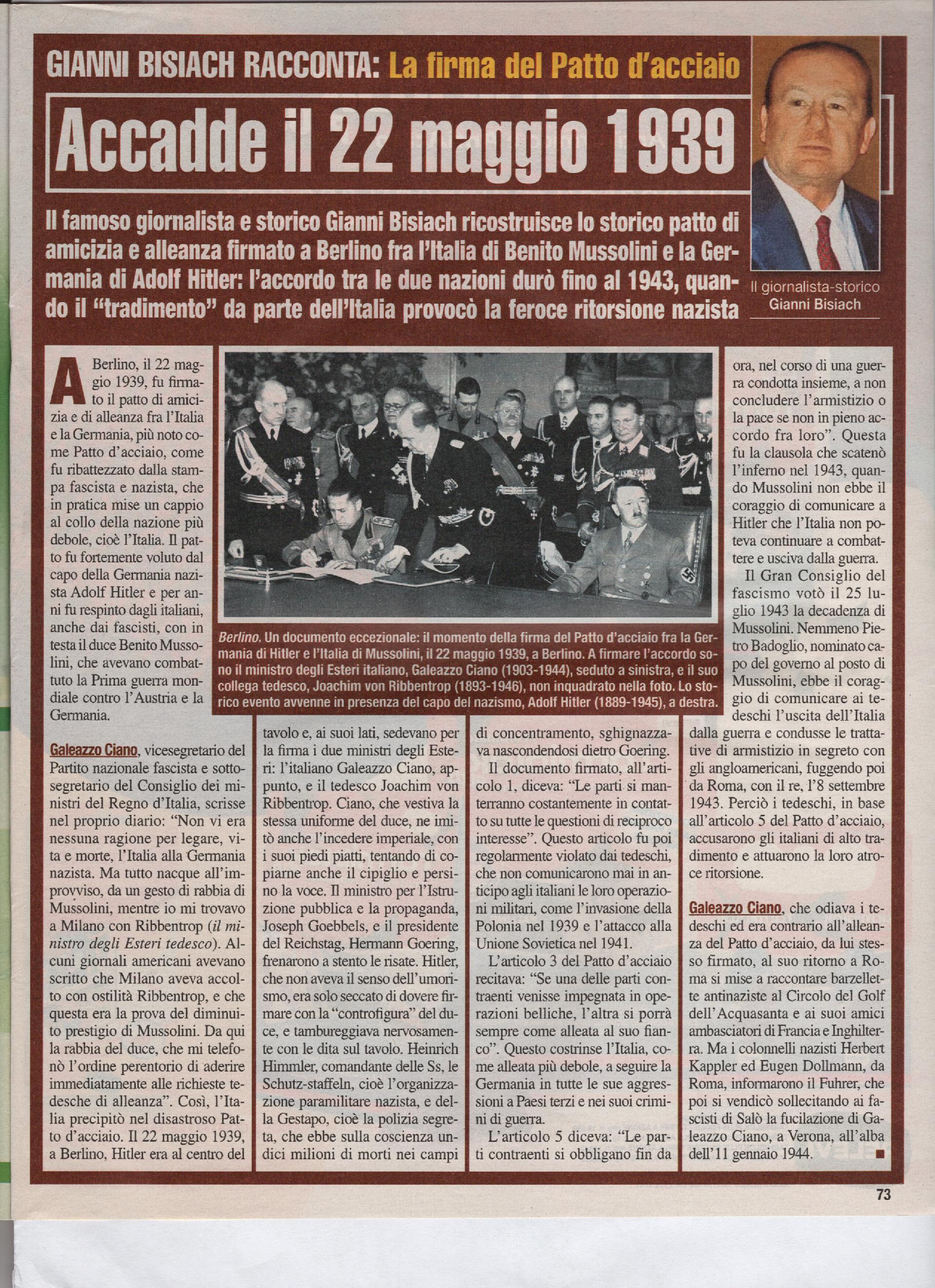 La firma del Patto d'acciao