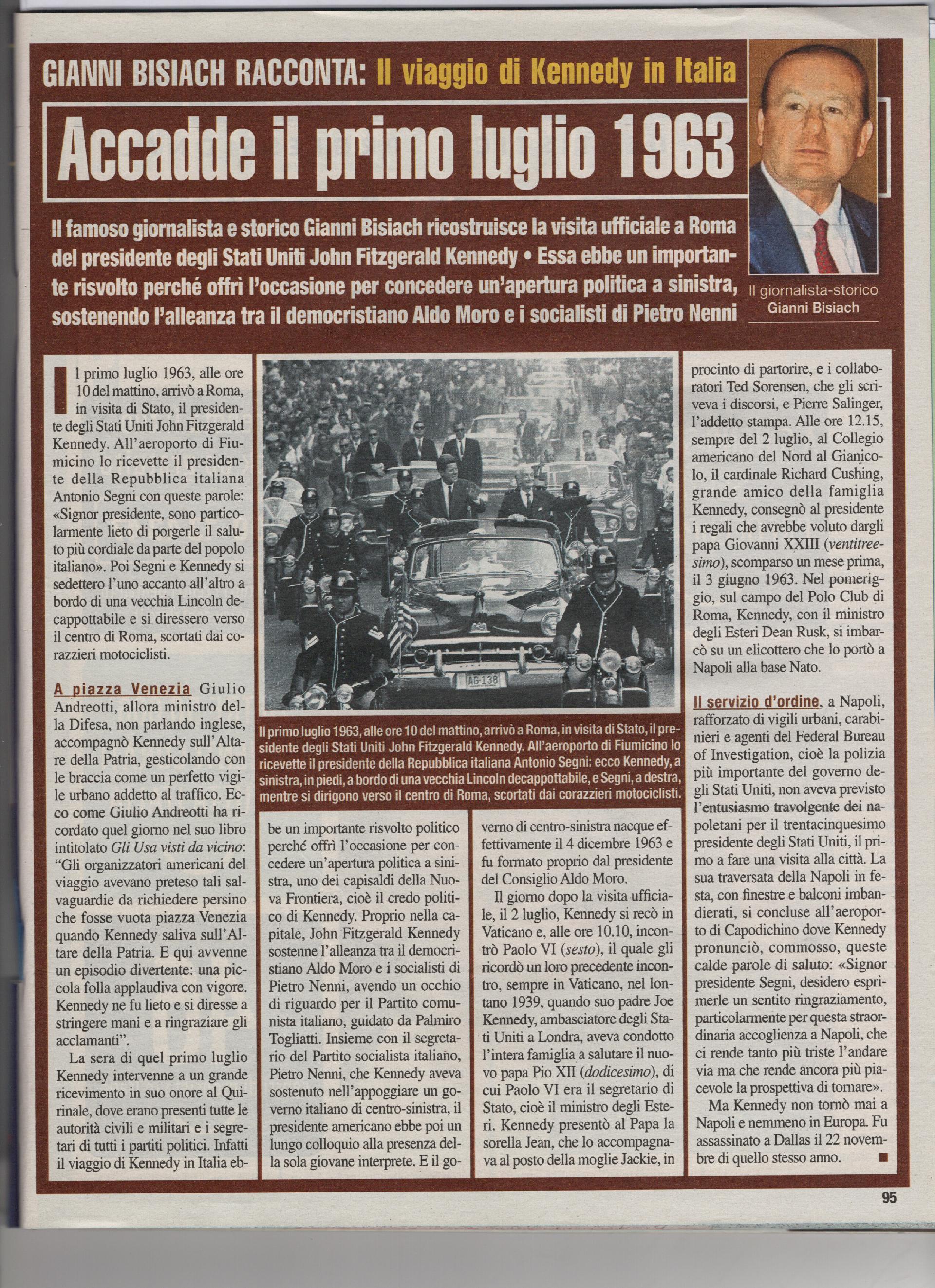 Il viaggio di Kennedy in Italia