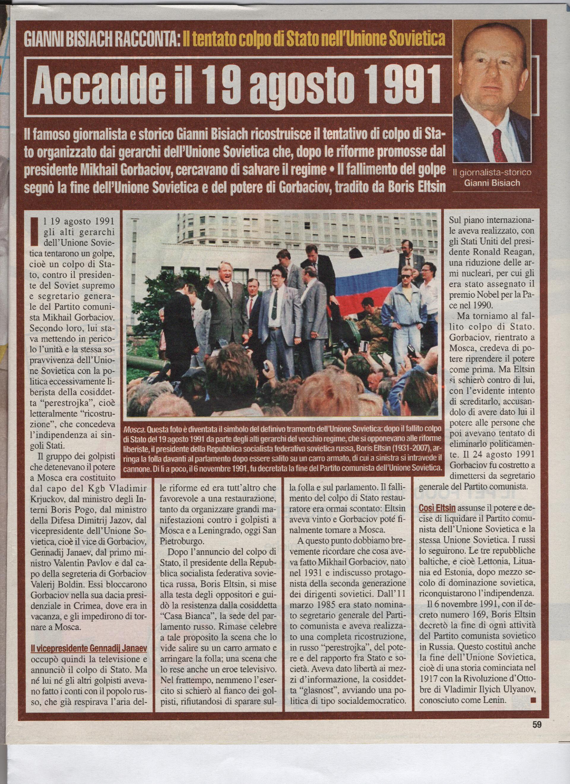 Il tentato colpo di Stato nell'Unione Sovietica