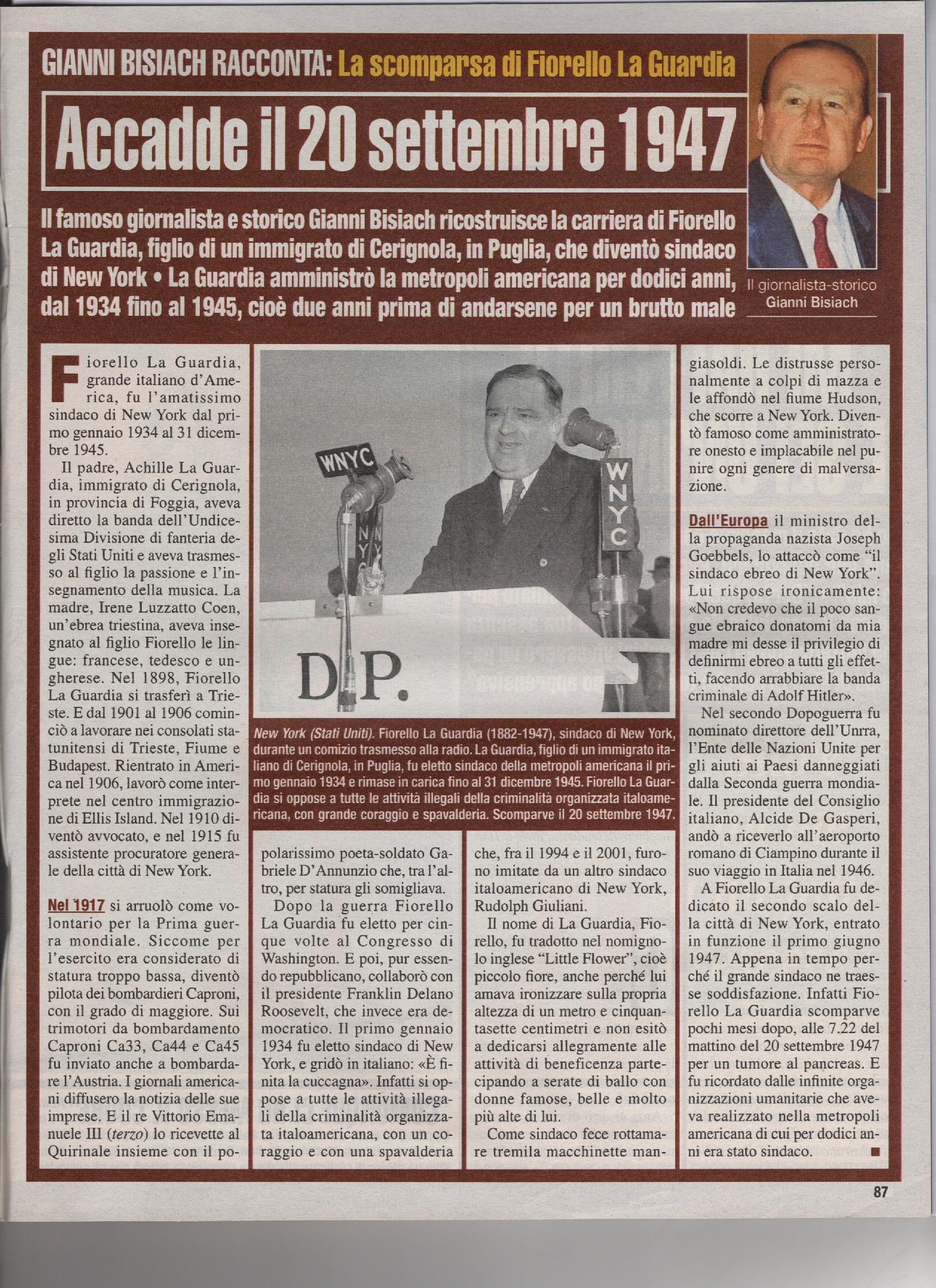 La scomparsa di Fiorello La Guardia