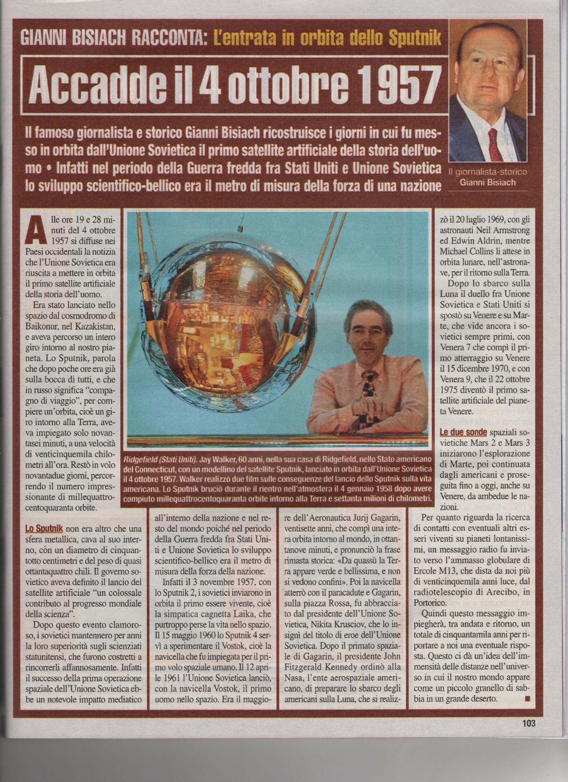 L'entrata in orbita dello Sputnik