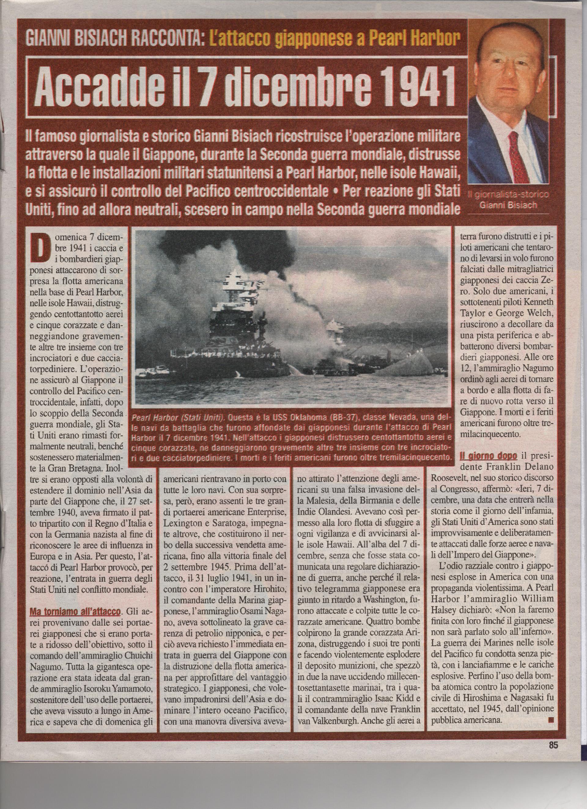 L'attacco giapponese a Pearl Harbor