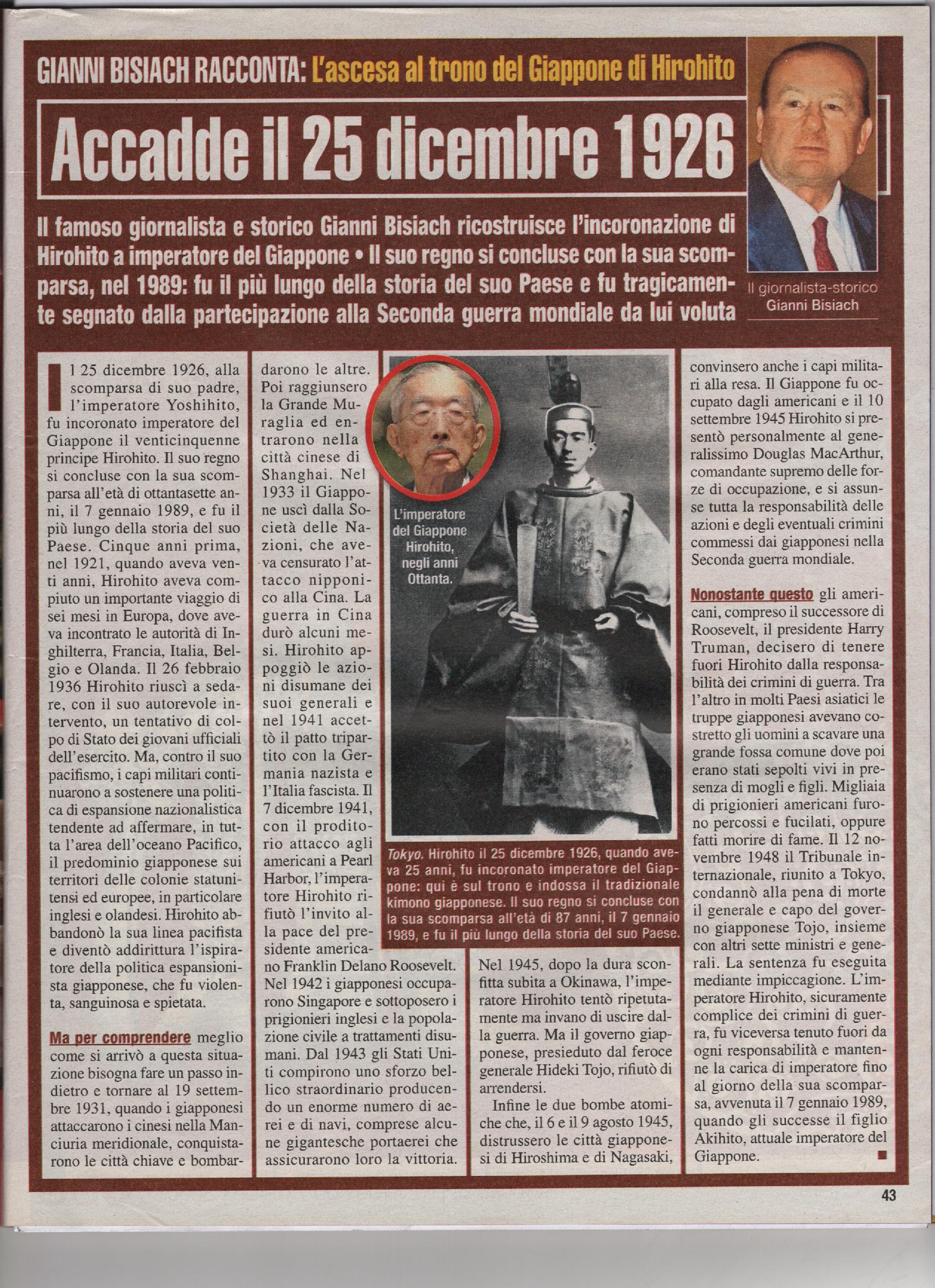 l'ascesa al trono del Giappone di Hirohito