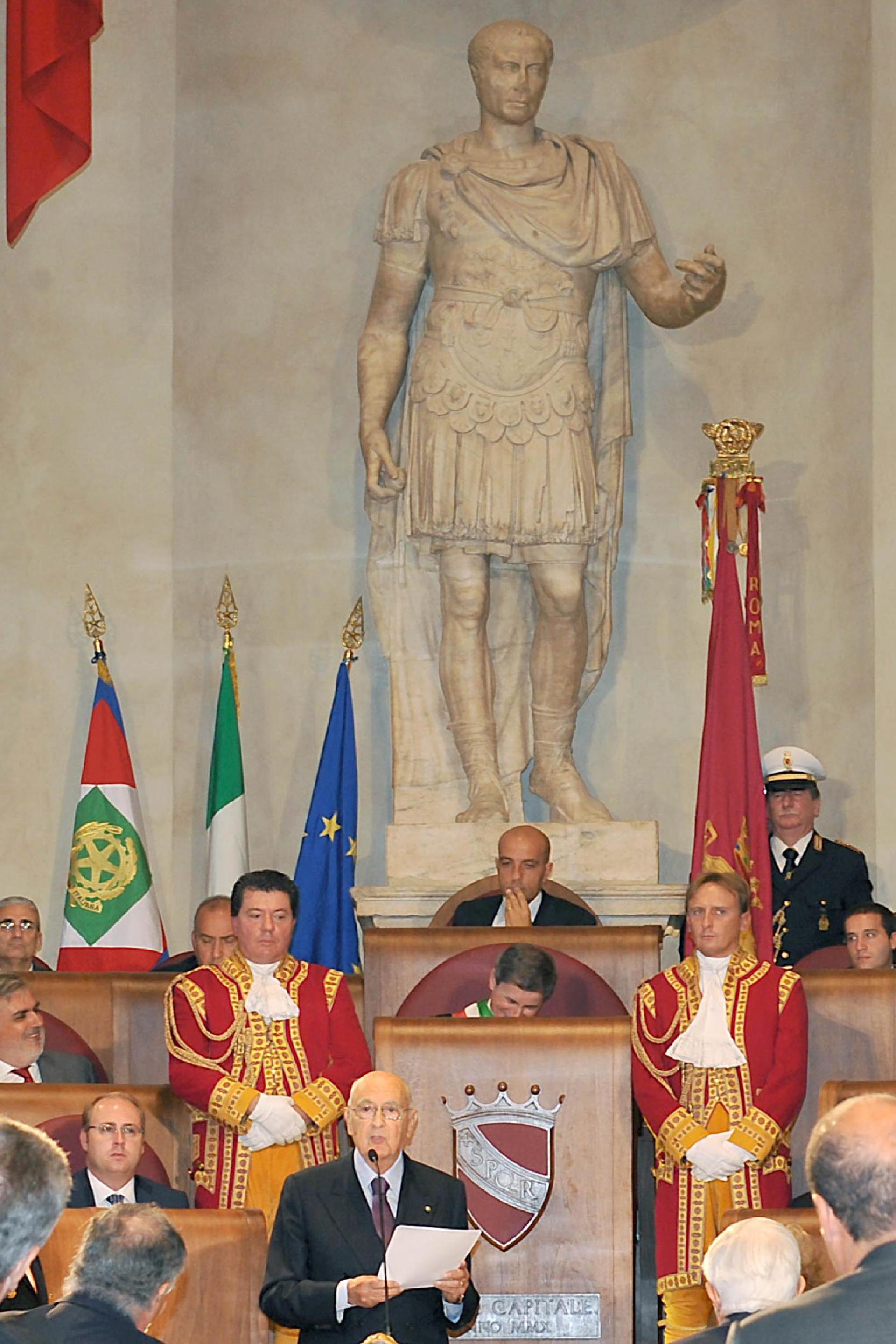 Il Presidente Napolitano riceve la cittadinanza onoraria di Roma in occasione del 140° anniversario di Roma Capitale, Campidoglio, 20 settembre 2010 (USPR)