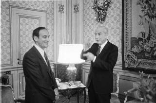 Il Presidente della Repubblica Francesco Cossiga con Michelangelo Jacobucci, nuovo ambasciatore d'Italia ad Algeri