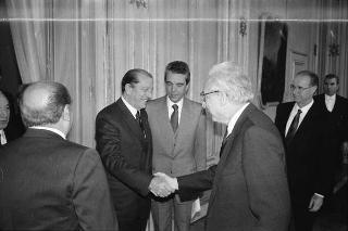 Incontro del Presidente della Repubblica Francesco Cossiga con Carmine Cianfarani, presidente dell'ANICA, con gli esponenti delle Unioni aderenti all'Associazione