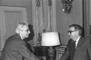 Il Presidente della Repubblica Francesco Cossiga incontra Evghenij Primakov, consigliere del Presidente dell'URSS, con Anatolii Adamishin, ambasciatore dell'URSS a Roma