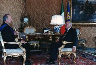 Il Presidente della Repubblica Oscar Luigi Scalfaro riceve l' Ammiraglio di Squadra Angelo Mariani, nuovo capo di Stato Maggiore della Marina