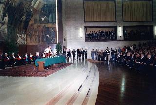Il Presidente Oscar Luigi Scalfaro interviene alla inaugurazione dell'Anno Accademico 1992-1993 all'Università degli studi di Roma &quot;La Sapienza&quot;
