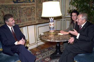 Il Presidente Ciampi durante i colloqui con il Presidente della Repubblica di Romania Emil Constantinescu