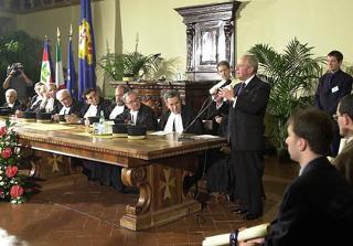 Il Presidente Ciampi durante il suo intervento alla Normale di Pisa