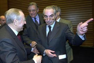 Il Presidente Ciampi con il Presidente del Consiglio Giuliano Amato e il Ministro del Lavoro Cesare Salvi al termine della Conferenza Nazionale del Lavoro