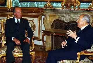 Il Presidente Ciampi e il Re di Spagna Juan Carlos nel corso dei colloqui al Palazzo del Quirinale