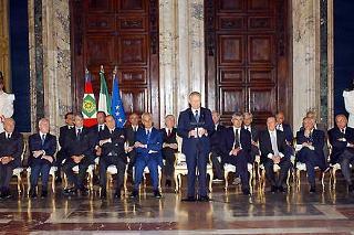 Il Presidente Ciampi durante il suo intervento, in occasione della cerimonia di commiato dei componenti il Consiglio superiore della magistratura, al Quirinale
