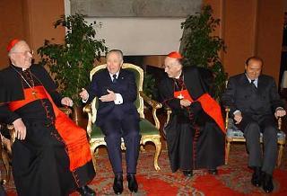 Il Presidente Ciampi con il Cardinale Angelo Sodano, Camillo Ruini e Silvio Berlusconi in occasione della ricorrenza dei Patti Lateranensi e dell'Accordo di Revisione del Concordato