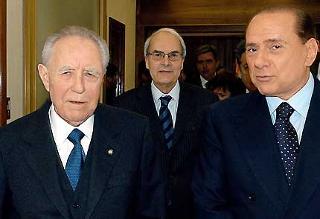 Il Presidente Ciampi con il Presidente del Consiglio Silvio Berlusconi ed il Presidente della Corte dei conti Francesco Staderini, all'inaugurazione dell'Anno Giudiziario della Corte dei conti per l'anno 2005