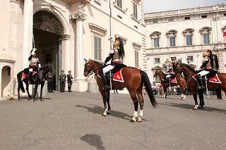 Cambio solenne della Guardia d'Onore, al Palazzo del Quirinale, da parte del Reggimento Corazzieri in occasione della Festa della Repubblica