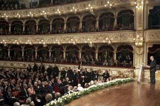 Il Presidente Giorgio Napolitano al Teatro Petruzzelli di Bari per la cerimonia di intitolazione dell'Ateneo ad Aldo Moro