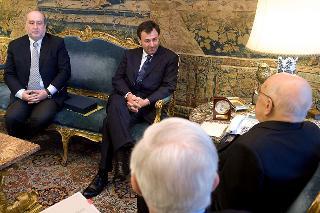 Il Presidente Giorgio Napolitano nel corso dell'incontro con Sergio Marini e Vincenzo Gesmundo, rispettivamente Presidente e Segretario organizzativo della Confederazione Nazionale Coldiretti