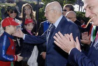 Il Presidente Giorgio Napolitano all'arrivo a Villa De Nicola