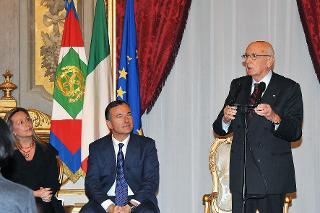 Il Presidente Giorgio Napolitano durante il suo intervento in occasione dell'incontro con i partecipanti all'11^ edizione del Foro di dialogo Italia - Spagna