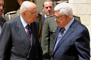 Il Presidente Giorgio Napolitano con il Presidente dell'Autorità Nazionale Palestinese Mahmud Abbas