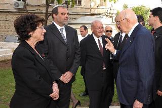 Il Presidente Giorgio Napolitano al suo arrivo al Tempio Italiano