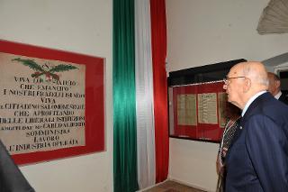 Il Presidente Giorgio Napolitano durante la visita al Museo Umberto Nahon