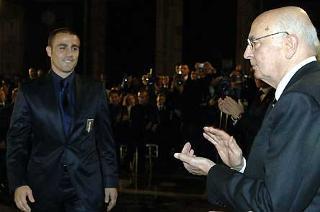 Il Presidente Giorgio Napolitano con Fabio Cannavaro.