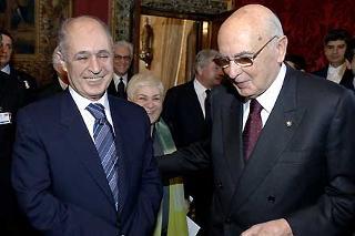Il Presidente Giorgio Napolitano con Ahmet Necdet Sezer, Presidente della Repubblica di Turchia al termine dei colloqui al Quirinale