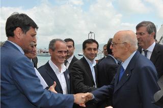Il Presidente Giorgio Napolitano incontra gli operai della Fincantieri
