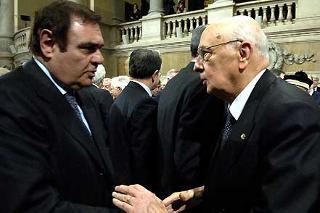 Il Presidente Giorgio Napolitano con il Ministro della Giustizia, Clemente Mastella al termine dell'inaugurazione dell'Anno Giudiziario 2007 della Corte Suprema di Cassazione
