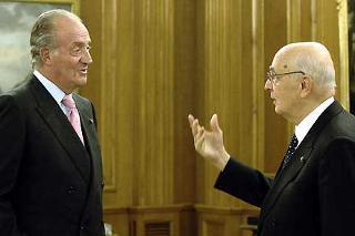Il Presidente Giorgio Napolitano con S.M. il Re di Spagna Juan Carlos in occasione dell'incontro alla Zarzuela