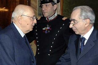 Il Presidente Giorgio Napolitano con il Ministro dell'Interno Giuliano Amato in occasione dell'incontro con i Nuovi Cittadini