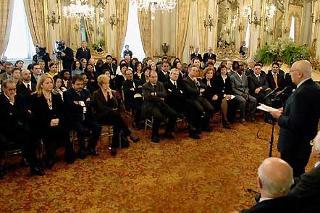 Il Presidente Giorgio Napolitano durante il suo intervento in occasione dell'incontro con i Nuovi Cittadini