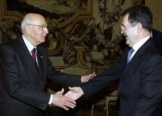 Il Presidente Giorgio Napolitano con il Presidente del Consiglio Romano Prodi.