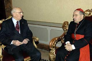 Il Presidente Giorgio Napolitano a colloquio con il Cardinale Carlo Caffarra