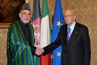 Il Presidente Giorgio Napolitano con il Sig. Hamid Karzai, Presidente della Repubblica dell'Afghanistan
