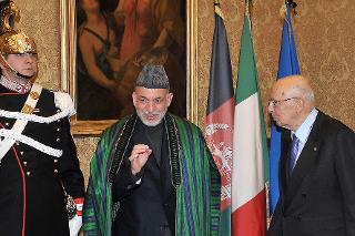 Il Presidente Giorgio Napolitano con il Sig. Hamid Karzai, Presidente della Repubblica dell'Afghanistan