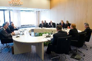 Il Presidente Giorgio Napolitano nel corso della Prima Sessione Plenaria dell'incontro informale multilaterale di Capi di Stato &quot;Uniti per l'Europa&quot;